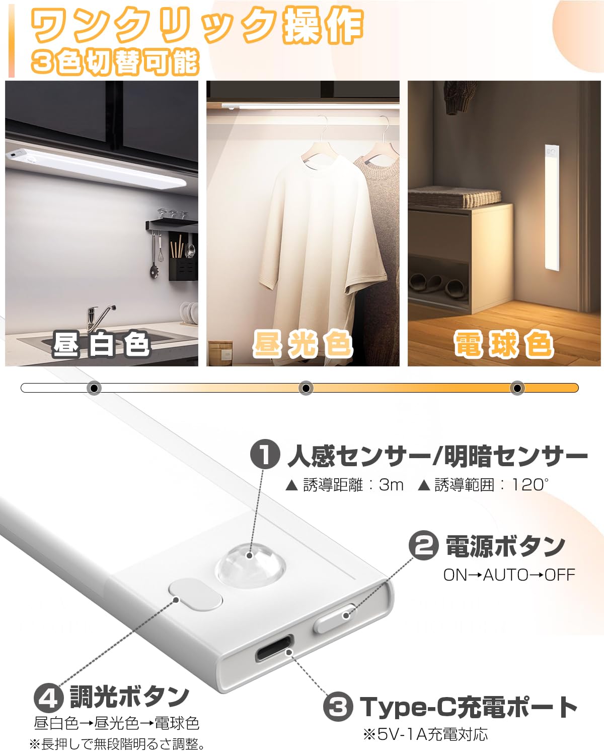 Amazon.co.jp : アセウイ(ASSEUI) じんかんせんさー ライト 室内 USB